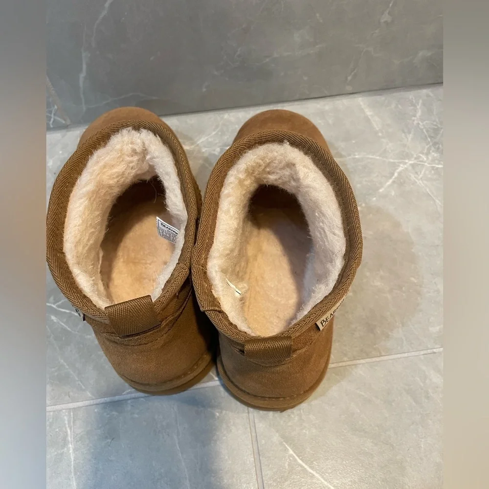 BearPaw Kiara Chestnut Suede Short Shearling Boots